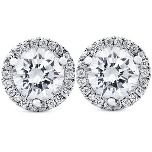 Pompeii3 Halo Diamond Studs 2.70 Ct 14k White Gold Lab Created Earrings - 1 of 4