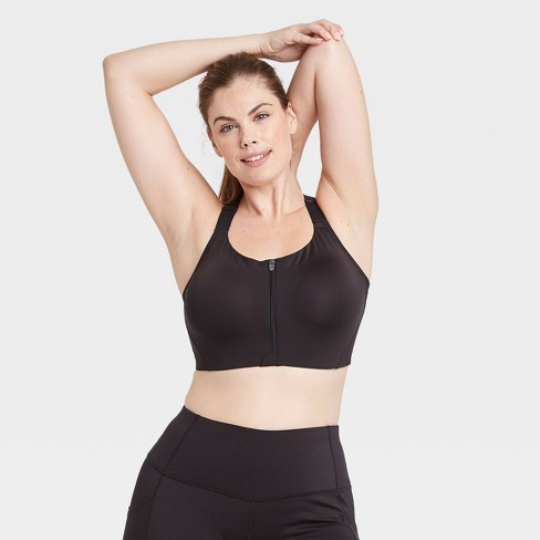 Women's High Support Zip-Front Sports Bra - All in Motion™ Black 34B