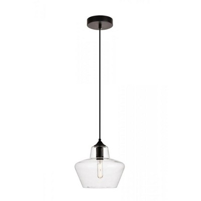 Elegant Lighting Placido Collection Pendant D9.8 H9.3 Lt:1 Black and Clear Finish