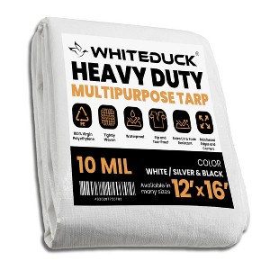 WHITE DUCK 6 oz Poly Tarpaulin Heavy-Duty Waterproof All-Weather Tarp for Construction, Farm, Commercial or Outdoor Use with Brass Eyelets - 1 of 4