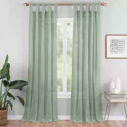 95"x50" Priya Tab Top Light Filtering Window Curtain Panel Green - Vue