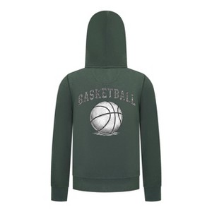 Everyday Kids Basketball Zip Up Hoodie – Classic Sketch Basketball Graphic Sweatshirt - 1 of 4