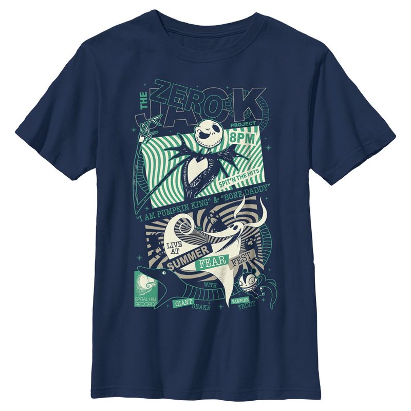 Boy's The Nightmare Before Christmas Jack and Zero Fest Poster T-Shirt, 1 of 5