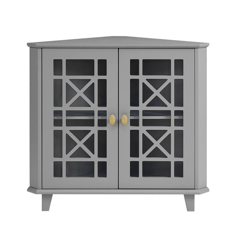 2 Door Corner Accent Cabinet with Fretwork Doors - Saracina Home, 5 of 13