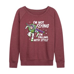 Women's - Disney - Im Not Flying Lightweight French Terry Wide Neck Long Sleeve Shirt - 1 of 4