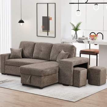 104 Pull Out Sleeper Sofa, Reversible L-shape Sectional Couch