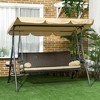 Outsunny 3-Seat Porch Swing with Canopy, Outdoor Swing Chair with Removable Cushion, Pillows, Adjustable Shade, and Rattan Seat - image 2 of 4