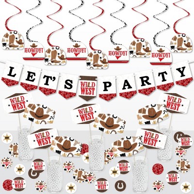 Big Dot of Happiness Western Hoedown - Wild West Cowboy Party Supplies Decoration Kit - Decor Galore Party Pack - 51 Pieces