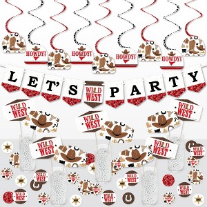 Big Dot of Happiness Western Hoedown - Wild West Cowboy Party Supplies Decoration Kit - Decor Galore Party Pack - 51 Pieces - 1 of 4