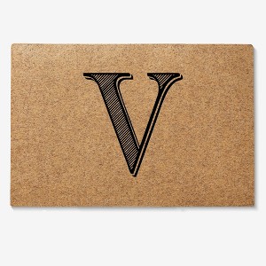 Personalization Mall Noir Initial 18x27 Synthetic Coir Doormat - 1 of 1