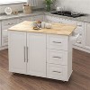 LunaLulinlk Kitchen Island with Spice Rack, Towel Rack and Extensible Solid Wood Table Top-White - 2 of 4