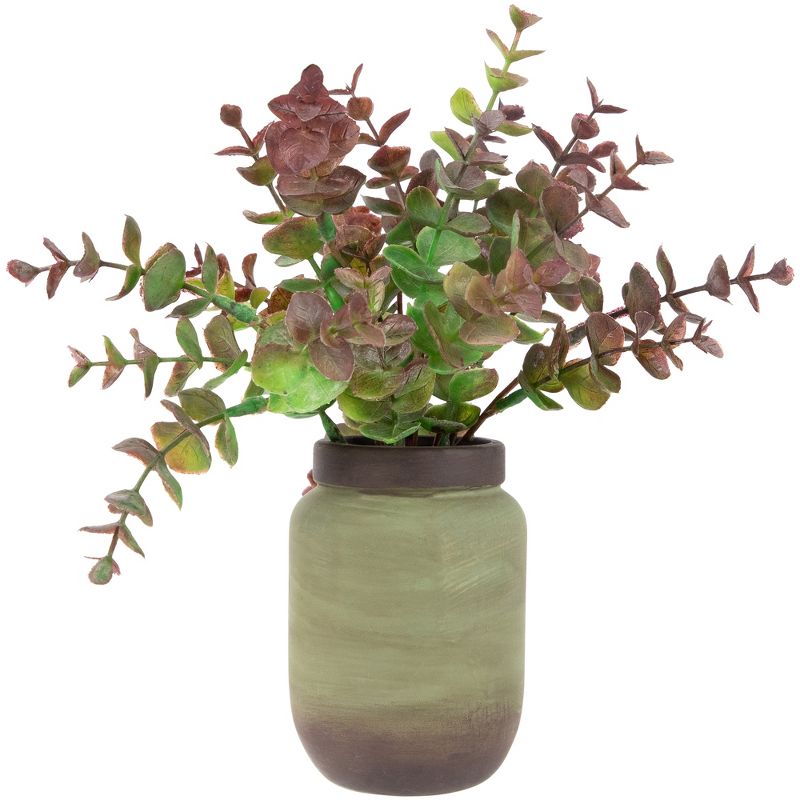 Northlight Real Touch™ Two-Toned Spring Eucalyptus Leaves Artificial Plant in Ceramic Pot 10", 1 of 8