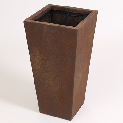 LuxenHome Square Tapered 24.2" Tall Planter Brown