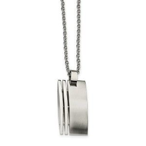 Black Bow Jewelry Men's Stainless Steel Brushed and Polished Pendant Necklace 22 Inch - 1 of 4