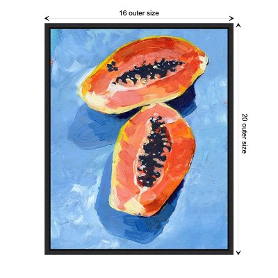 Bold Papaya II Blue and Orange Canvas Wall Art with Black Frame