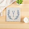 Personalization Mall Farmhouse Floral Personalized Letter Tumbled Stone Coaster Set - 2 of 4