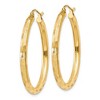 Black Bow Jewelry 3mm x 35mm 14k Yellow Gold Textured Round Hoop Earrings - 2 of 4