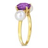 EVERLY JEWELRY | 10K Yellow Gold 1 1/2 ct TGW Amethyst and 6-6.5 mm Cultured Freshwater Pearl Ring - 2 of 4