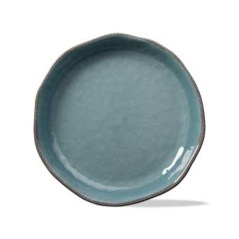 tagltd 16"x16" Veranda Cracked Glazed Solid Wavy Edge Melamine Serveware Bowl Dishwasher Safe Indoor Outdoor Aqua Blue