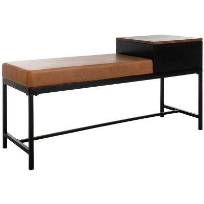 Transitional Maruka 47" Storage Bench in Black and Brown