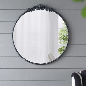 VYNXARIA 30" x 32" Classic Design Mirror with Round Shape and Baroque Inspired Frame for Bathroom, Entryway Console Lean Against Wall - 1 of 4