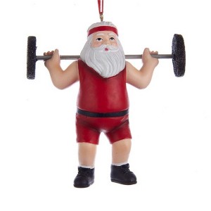 4.0 Inch Resin Weightlifter Santa Christmas Exercise Gym Tree Ornaments - 1 of 3