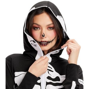 Tipsy Elves Halloween Skeleton Costume for Women - Comfy Easy Adult Bone Jumpsuit - Front and Back Print with Zip Up Mask - 1 of 4