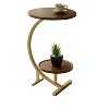Kings Brand Furniture – Modern Oval Side Table, Dual Shelf Faux Marble Accent Table, Small End Table for Living Room or Bedroom - 2 of 4