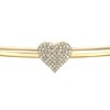 14K Gold-Plated Open Cuff Bangle Bracelet with Cubic Zirconia Heart Pave Detail, featuring a chic design with sparkling elegance for a refined look. - 2 of 3