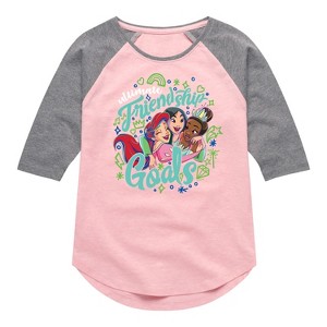 Girls' - Disney Princess - Ultimate Friendship Goals Shirt Tail Raglan Graphic T-shirt - 1 of 4