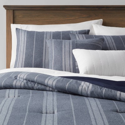 5pc Reversible Heathered Herringbone Stripe Comforter Set