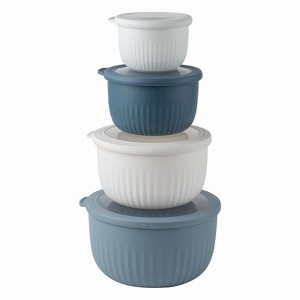 COOK WITH COLOR Prep Bowls with Lids- Wide and Deep Nesting Plastic Small Mixing Bowl Set with Lids, 8 Piece Set - Deep Bowls, Blue/Grey - 1 of 3