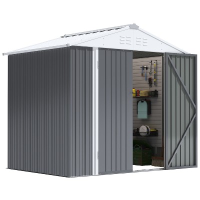LACOO 8' x 6' Peak-Roof Patio Metal Shed