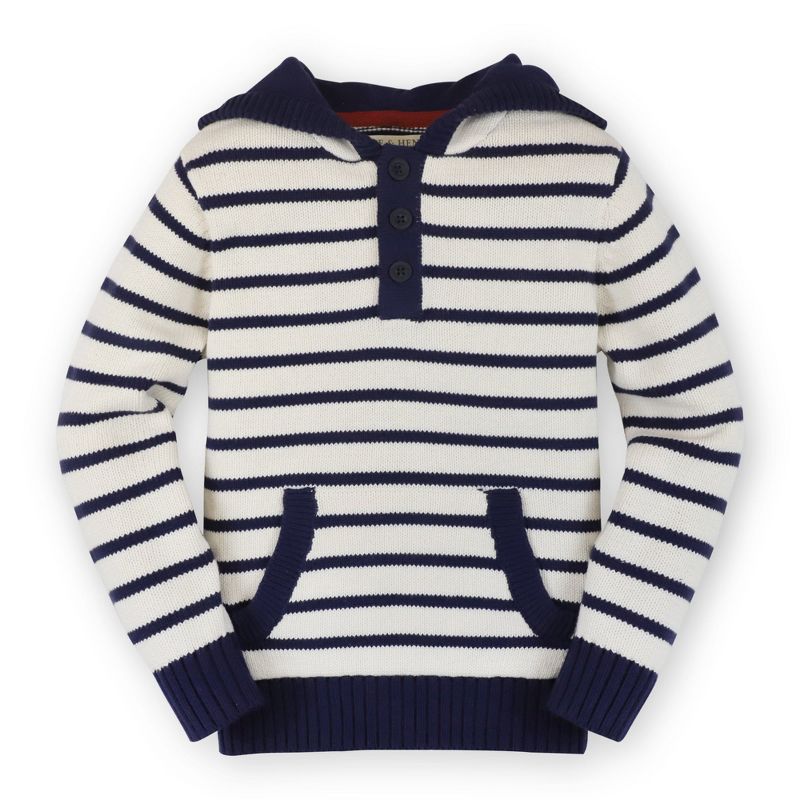 Hope & Henry Boys' Organic Cotton Long Sleeve Hooded Henley Pullover Sweater with Kanga Pocket,, 1 of 6
