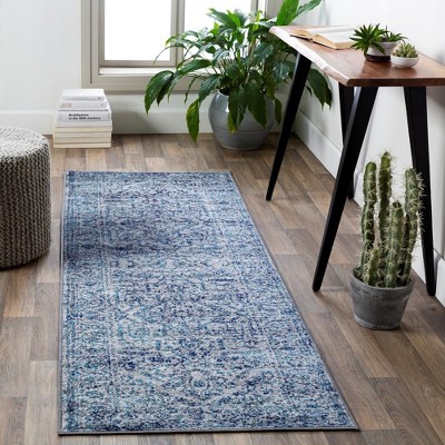 Emma Sky Blue Synthetic Fur 6'7" Square Area Rug
