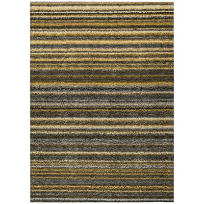 Gold Beige And Wheat Striped Washable Indoor Outdoor Area Rug