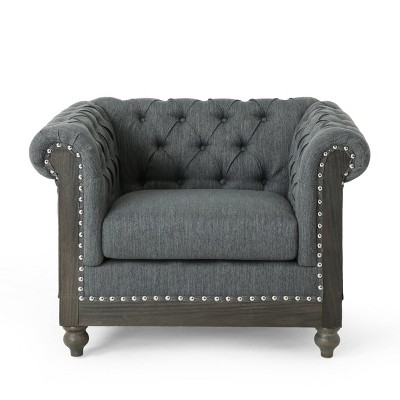 Castalia Chesterfield Tufted Fabric Club Chair with Nailhead Trim - Christopher Knight Home