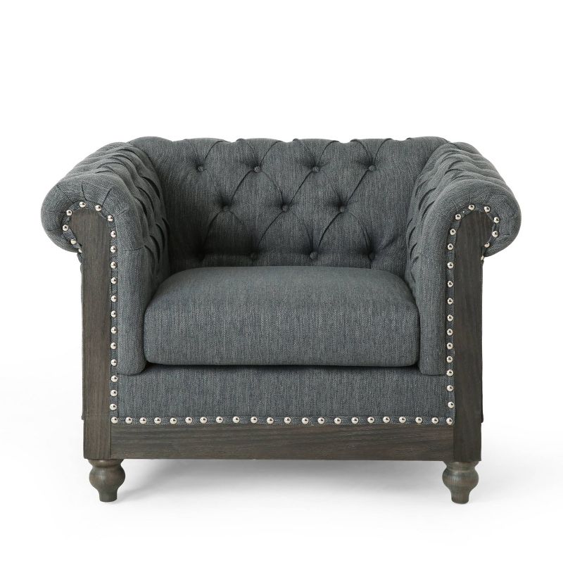 Castalia Chesterfield Tufted Fabric Club Chair with Nailhead Trim - Christopher Knight Home, 1 of 11