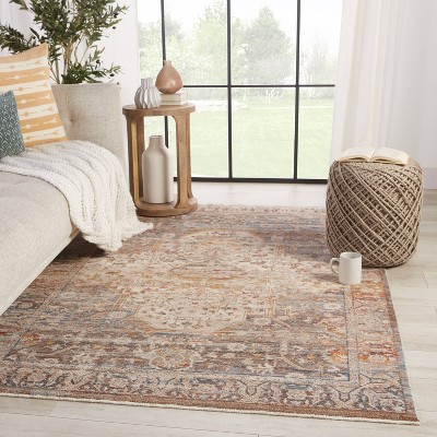 Reversible Blue Synthetic Medallion 8' x 10' Area Rug