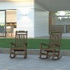 Emma and Oliver Set of 2 All-Weather Poly Resin Faux Wood Rocking Chairs for Porch &Patio - 2 of 4