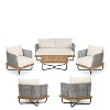 Christopher Knight Home Galen 6 Piece Outdoor Rope Woven Acacia and Iron Frame Upholstered Seating Set - 2 of 4