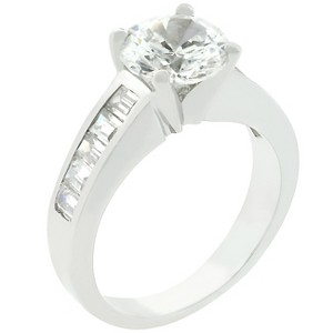 Slickblue Classic Women's 3 Ct. Engagement Ring, Clear Cubic Zirconi, Baguette and Round Cuts, Size 5-10 - 1 of 4