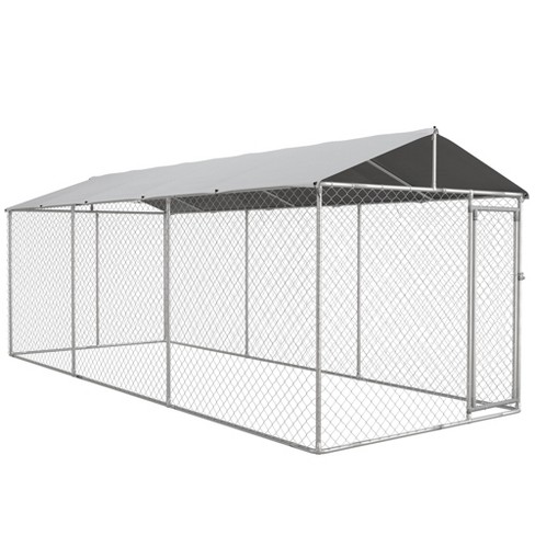 Pawhut Dog Kennel, Outdoor Dog Run With Waterproof, Uv Resistant Roof ...