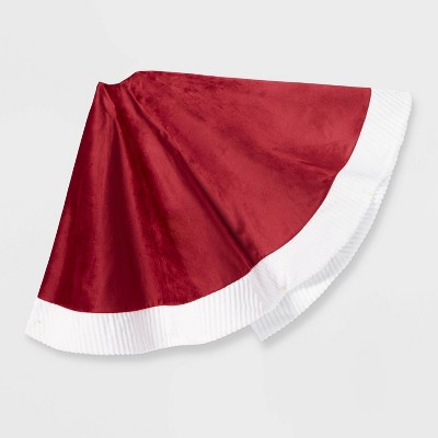 48in Velvet Tree Skirt Red with Faux Fur Cuff - Wondershop™