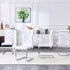 TopComfy Accent Chairs Set Of 2 Retro Alligator Skin Upholstered Dining Chairs Faux Leather Design For Dining Room, White, 16.4"*22.4"*39.6" - 2 of 4