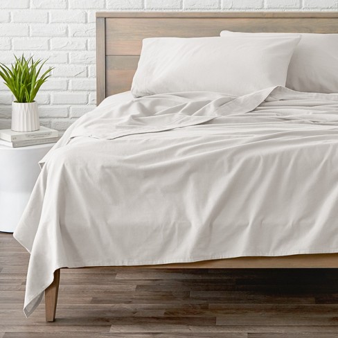 Full Warm White 4 Piece Ultra-Soft Double Brushed Sheet Set by Bare Home