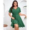 Whizmax Women Plus Size V Neck Midi Dress Button Down Short Sleeve Ruffle Casual Summer Dress - 2 of 4