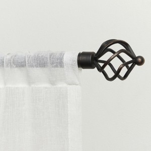 EXCLUSIVE HOME Torch 1" Curtain Rod and Coordinating Finial Set, Oil Rubbed Bronze, Adjustable 66"-120" - 1 of 3
