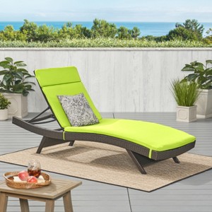 Christopher Knight Home Salem Outdoor Wicker Armless Adjustable Chaise Lounge with Cushion - 1 of 4