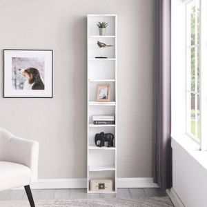 MOEPISY 8-Layer Adjustable Shelf Ultra-Thin Bookshelf With A Wavy Border Design White - 1 of 4